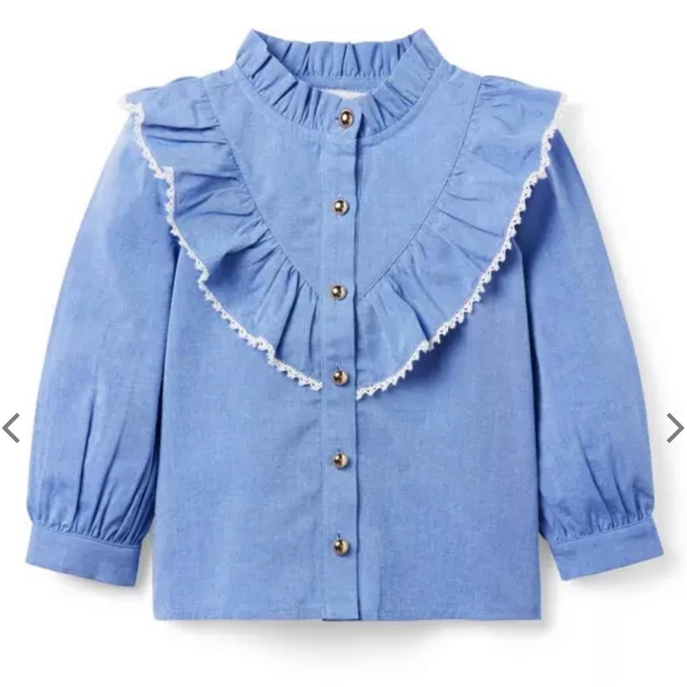 NWT Janie and Jack Equestrian Blue Ruffled Top